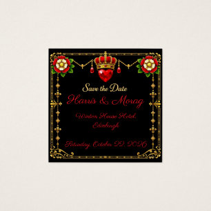 Tudor Rose Save the Date Crown Heart