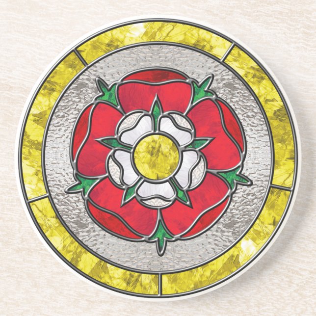 Tudor Rose Stained Glass Coaster (Front)