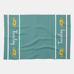 Tuesday Day of the Week Sunflower Kitchen Towel