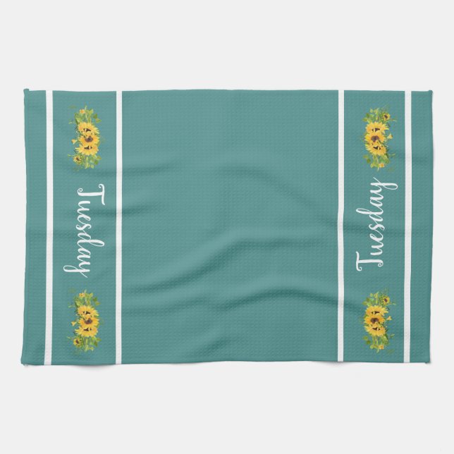 Tuesday Day of the Week Sunflower Kitchen Towel (Horizontal)