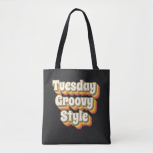 Tuesday Groovy Style 70er Retro Design Tote Bag