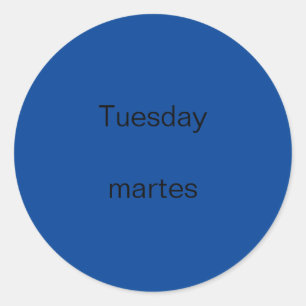 Tuesday martes English to Spanish Stickers