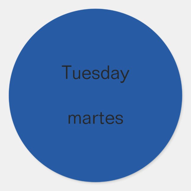 Tuesday martes English to Spanish Stickers (Front)