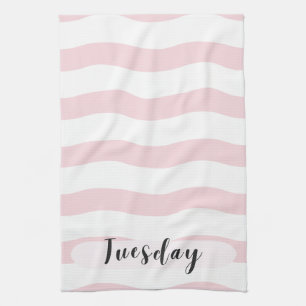 Tuesday Pink Wavy Stripes Kitchen Towel