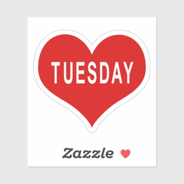 TUESDAY Red Love Heart Vinyl Sticker (Sheet)