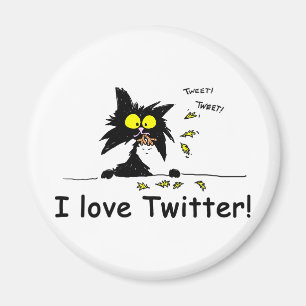 Tuff Kitty loves Twitter Magnet