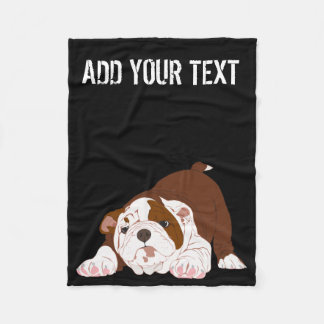 Tuff Pup Playful Bulldog Puppy Fleece Blanket