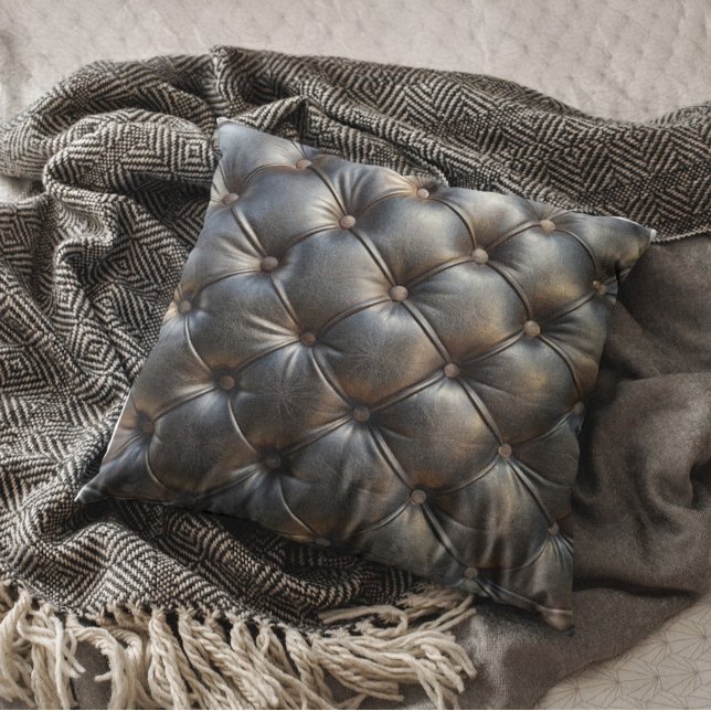 Tufted Black Faux Leather Pattern Cushion (Creator Uploaded)