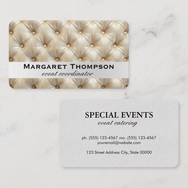 Tufted Fabric Cushion Background | Upholstery  Business Card (Front/Back)