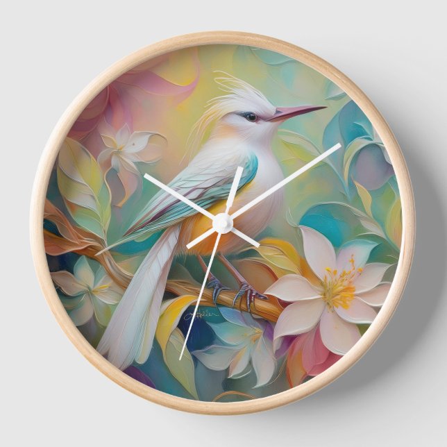 Tufted Golden Rumped Fantasy Bird Clock (Front)