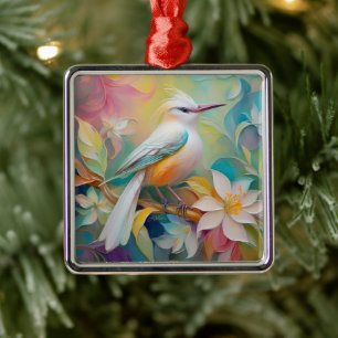 Tufted Golden Rumped Fantasy Bird Metal Ornament