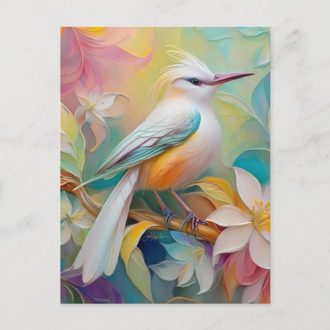 Tufted Golden Rumped Fantasy Bird Postcard (Front)