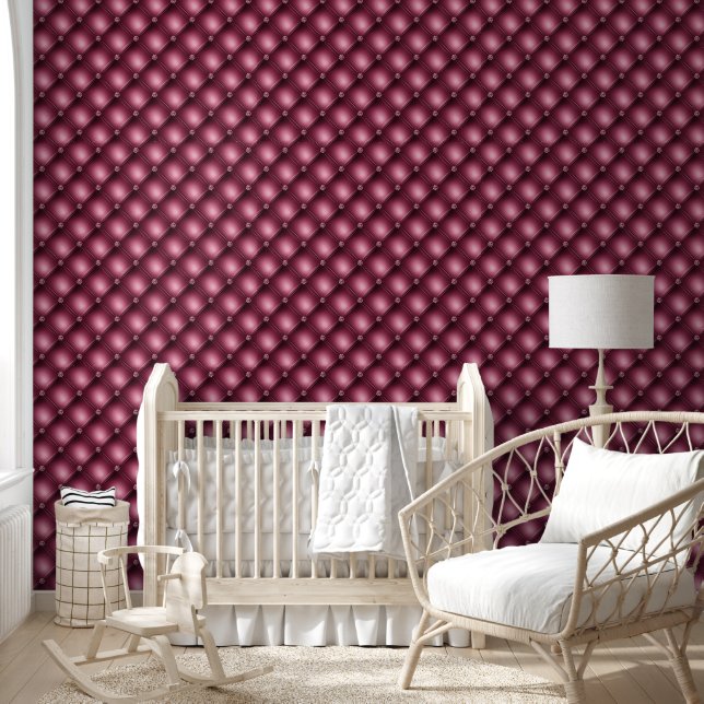Tufted pattern burgundy maroon geometric diagonal wallpaper (Kids)