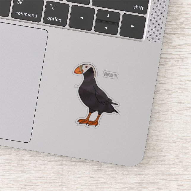 Tufted puffin bird cartoon illustration (Detail)