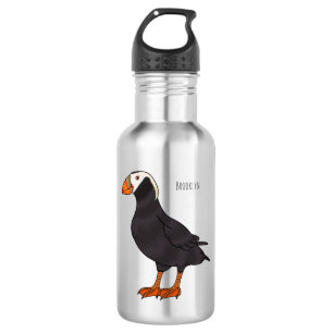 Tufted puffin bird cartoon illustration 532 ml water bottle