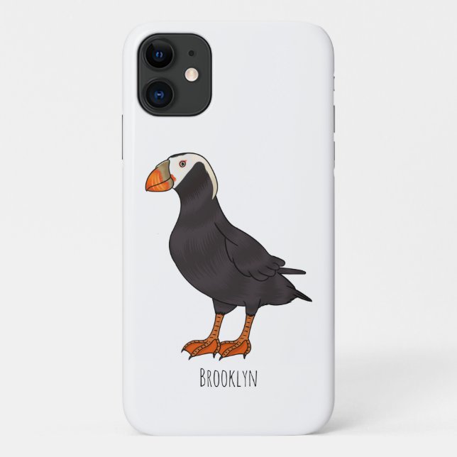 Tufted puffin bird cartoon illustration  Case-Mate iPhone case (Back)
