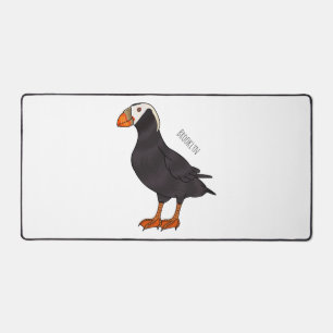 Tufted puffin bird cartoon illustration desk mat