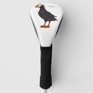 Tufted puffin bird cartoon illustration golf head cover
