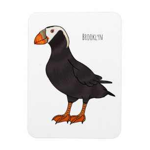 Tufted puffin bird cartoon illustration  magnet