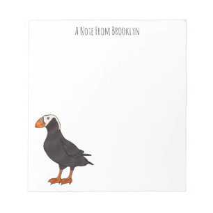 Tufted puffin bird cartoon illustration  notepad