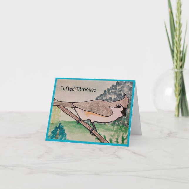Tufted Titmouse Azure Blue Blank Greeting Card (Front)