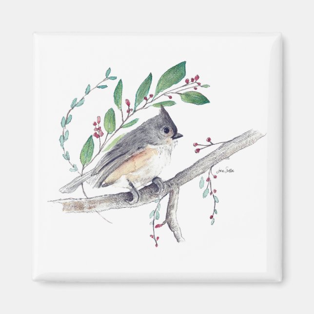 Tufted Titmouse Bird Art Magnet (Front)