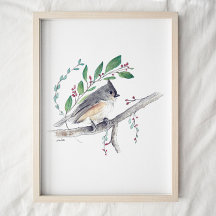 Tufted Titmouse Bird Art Poster