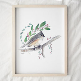 Tufted Titmouse Bird Art Poster