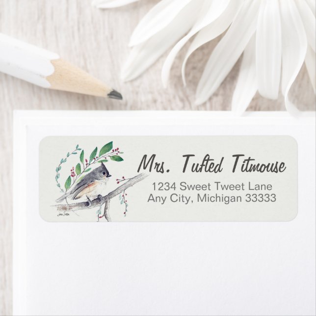 Tufted Titmouse Bird Art Return Label Return Address Label (Insitu)