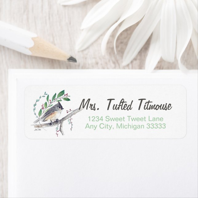 Tufted Titmouse Bird Art Return Label Return Address Label (Insitu)