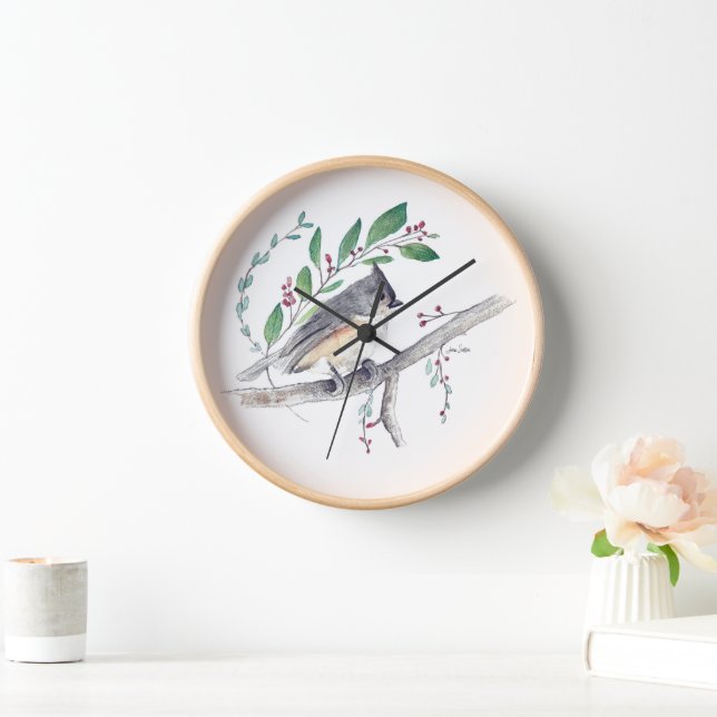 Tufted Titmouse Bird Home Décor Clock (Home)