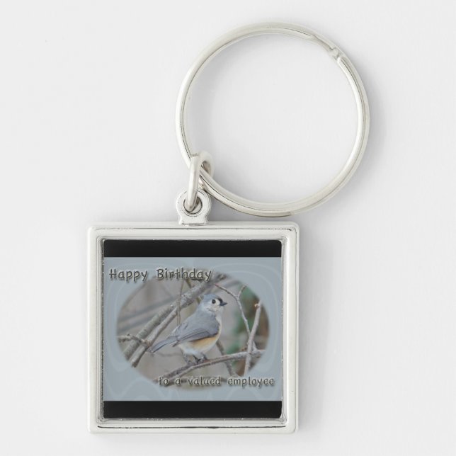 Tufted Titmouse Employee Birthday Key Ring (Front)