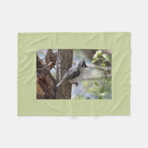 Tufted titmouse fleece blanket