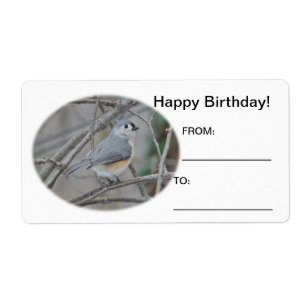 Tufted Titmouse Happy Birthday Giift Tag