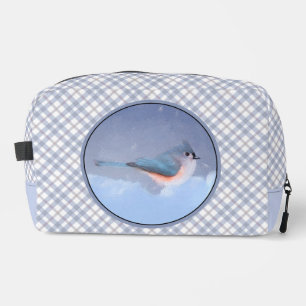 Tufted Titmouse in Snow Painting Original Bird Art Dopp Kit