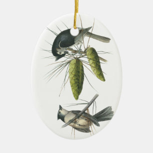 Tufted Titmouse, John Audubon Ceramic Tree Decoration