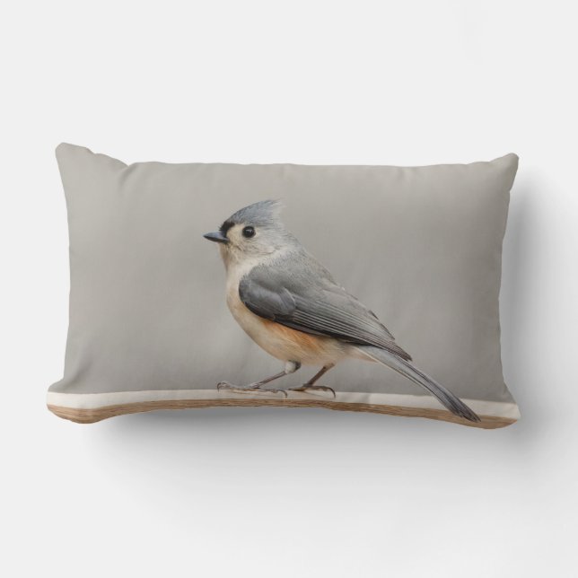 Tufted Titmouse Lumbar Cushion (Front)