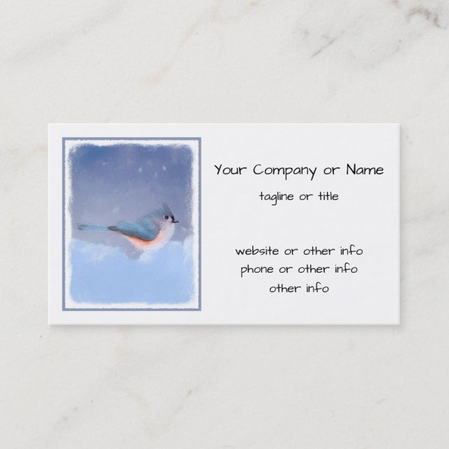 Tufted Titmouse Painting - Cute Original Dog Art Business Card (Front)