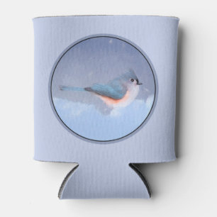 Tufted Titmouse Painting - Cute Original Dog Art Can Cooler