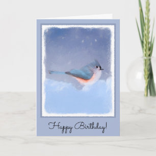Tufted Titmouse Painting - Cute Original Dog Art Card