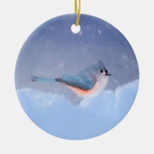 Tufted Titmouse Painting - Cute Original Dog Art Ceramic Ornament