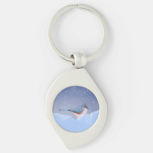 Tufted Titmouse Painting - Cute Original Dog Art Key Ring