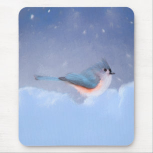 Tufted Titmouse Painting - Cute Original Dog Art Mouse Pad