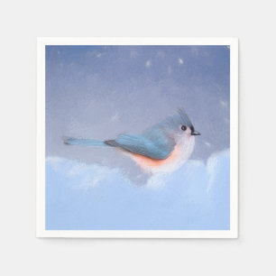Tufted Titmouse Painting - Cute Original Dog Art Napkin
