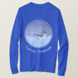Tufted Titmouse Painting - Cute Original Dog Art T-Shirt