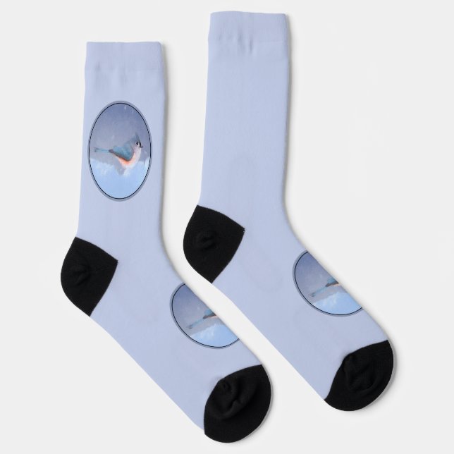 Tufted Titmouse Painting - Original Wild Bird Art Socks (Right)