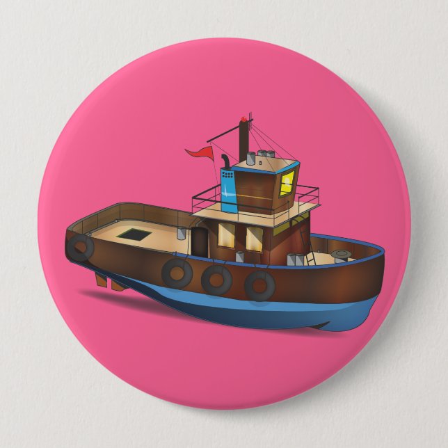 Tug Boat 10 Cm Round Badge (Front)
