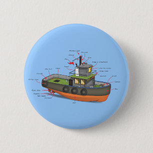 Tug Boat 6 Cm Round Badge
