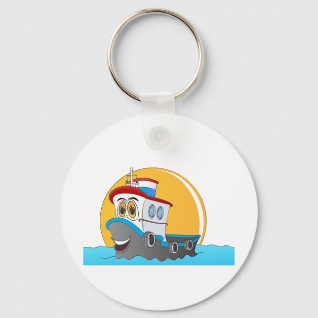 Tug Boat Cartoon Key Ring (Front)