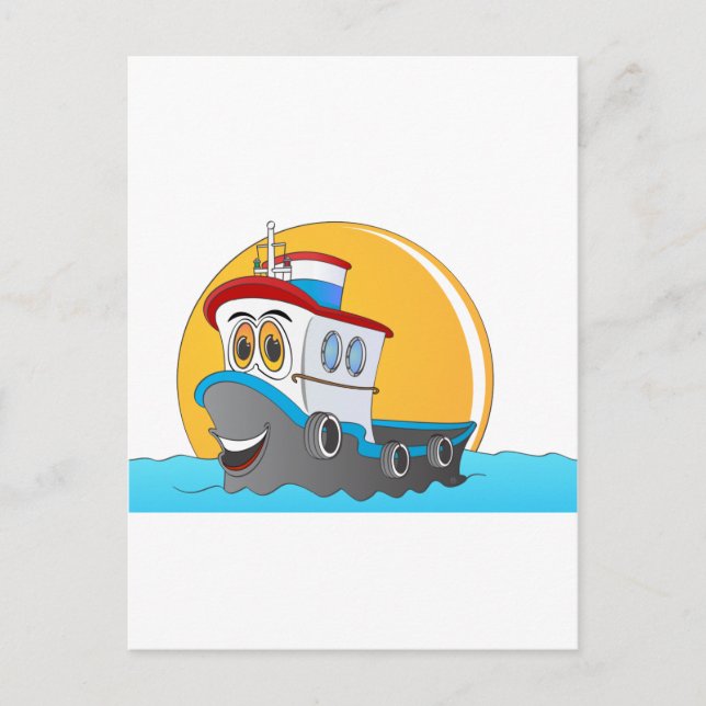 Tug Boat Cartoon Postcard (Front)